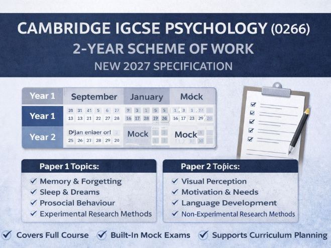 Cambridge IGCSE Psychology (0266) 2-Year Scheme of Work | NEW 2027