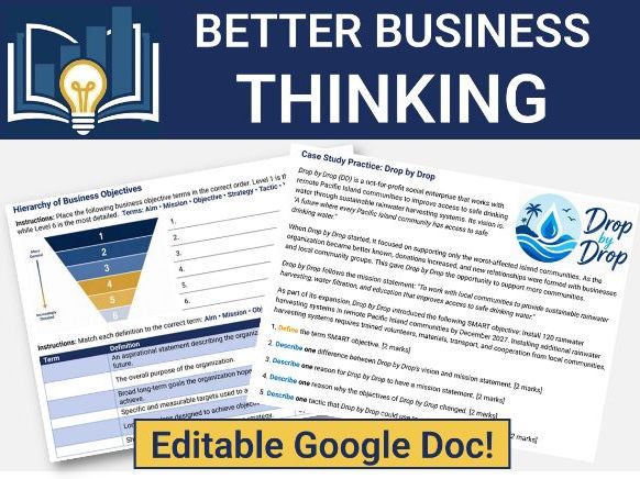IB Business - 1.3 Business Objectives Review & Case Study (Editable Google Doc)
