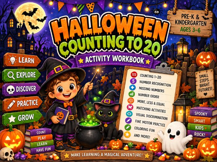 Halloween Counting to 20 Worksheets | Pre-K & Kindergarten Math Activities