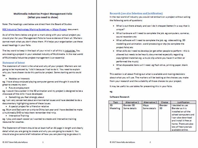 Industrial Technology - HSC Multimedia Industries - The Project Management Folio