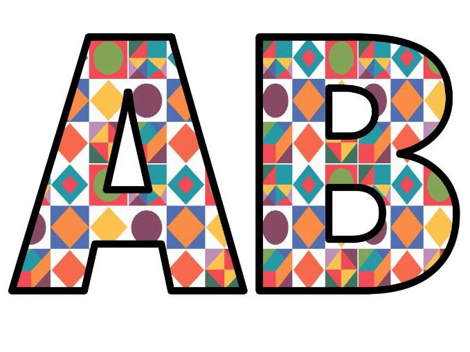 2D Shapes Geometric Art Math Lettering Set Display Title Letters ...