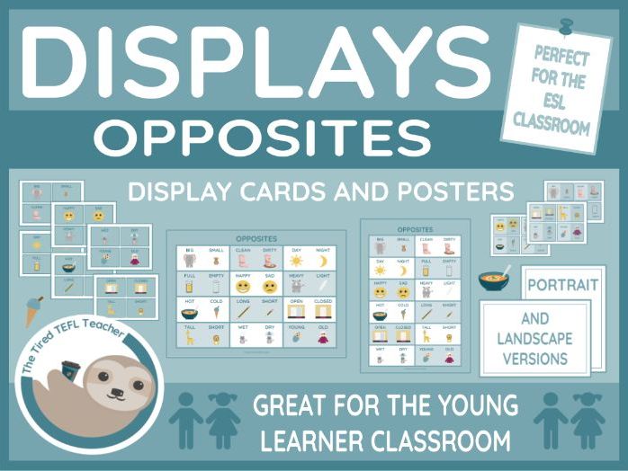 ESL Opposites Display Cards, Matching Cards and Poster