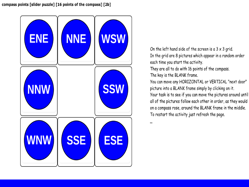 compass points [slider puzzle] [8 points of the compass] [2b]