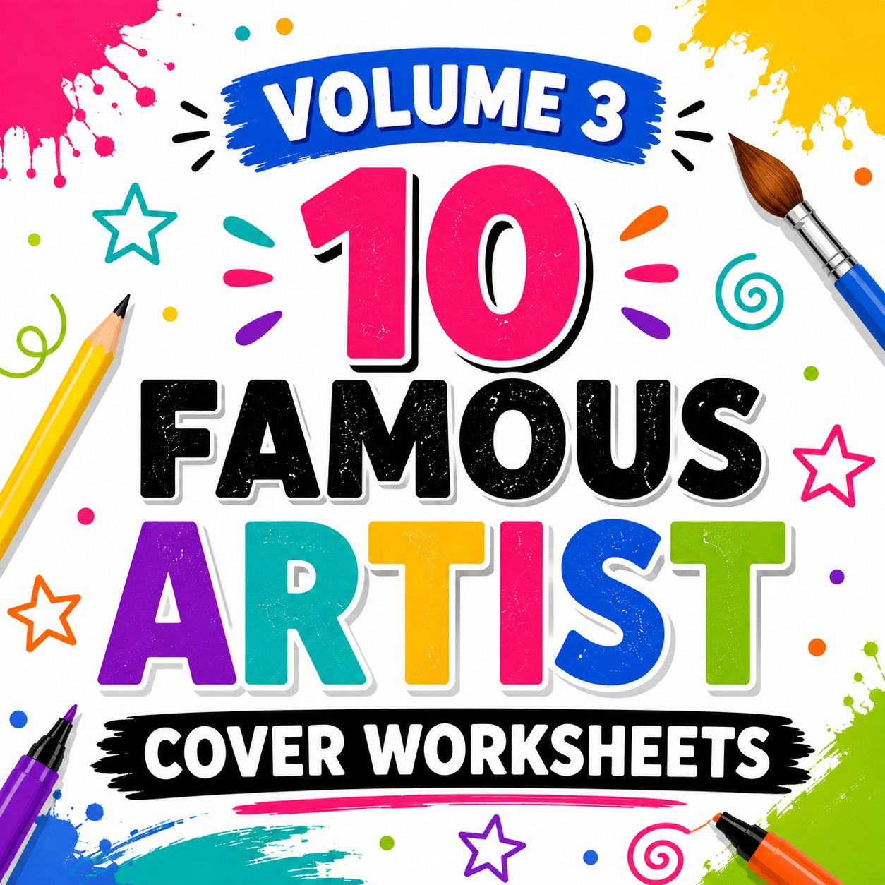 10 Famous Artist Cover Worksheets | KS3 Art Cover Lessons | No Prep Art Activities | Volume 3