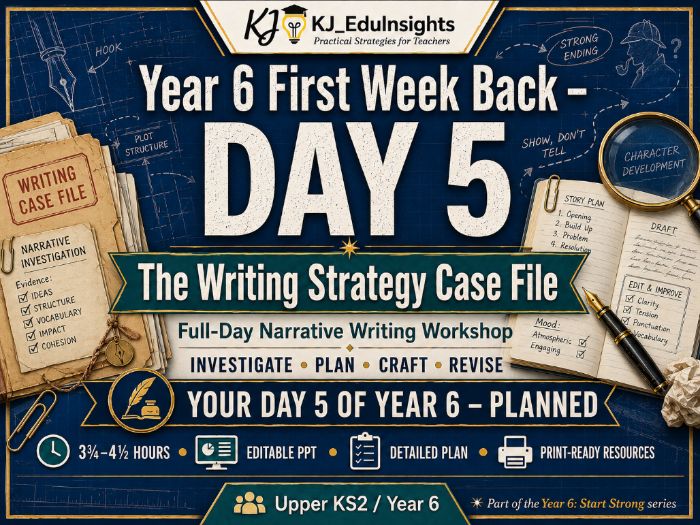 Year 6 First Week Back: Day 5 – The Writing Strategy Case File | Full-Day Narrative Writing Workshop