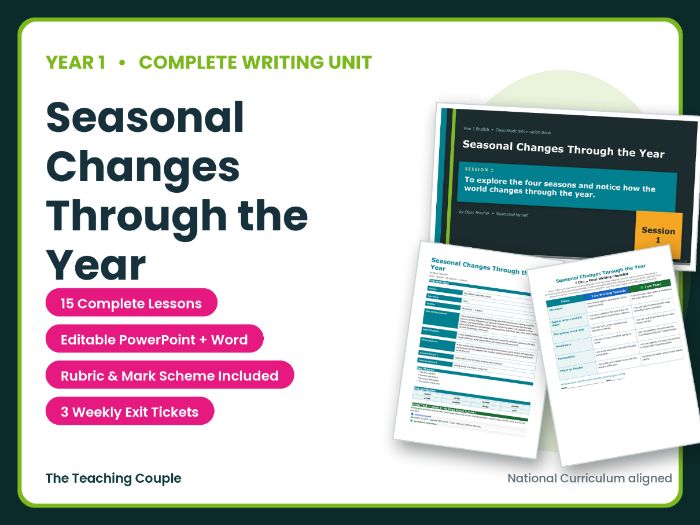 Seasonal Changes Through the Year | Year 1 English Unit | 15 Complete Lessons + Resources