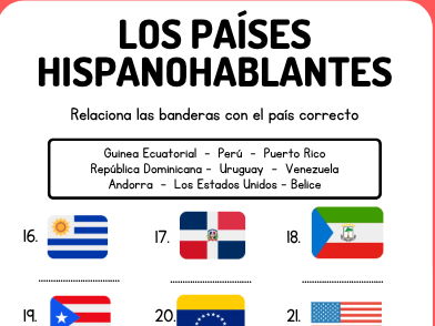 Spanish Speaking Countries - Flags & Labelling Map