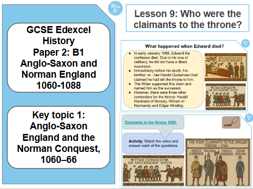 Who were the claimants to the throne in 1066? Lesson 9 - GCSE History Edexcel Paper 2 - Normans (B1)