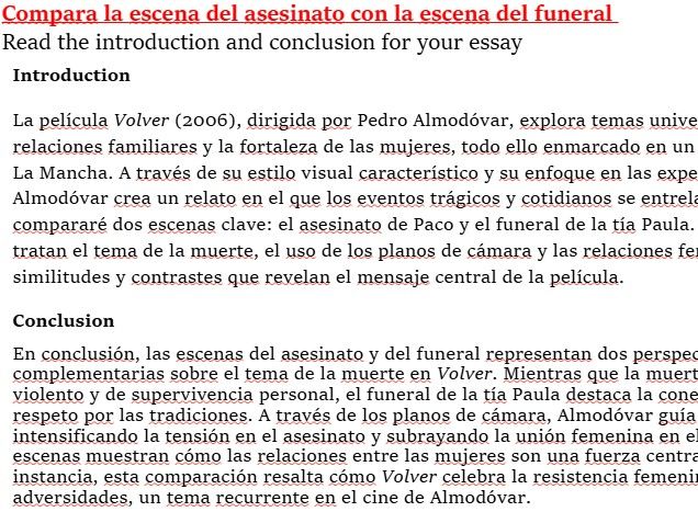 Volver Lesson 8 Primer ensayo – Compara la escena del asesinato con la escena del funeral