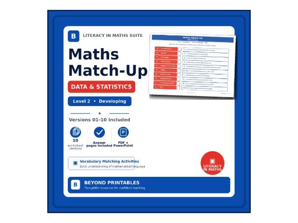 Data & Statistics Vocabulary Match-Up – Level 2 | Activities, Answers & PowerPoint