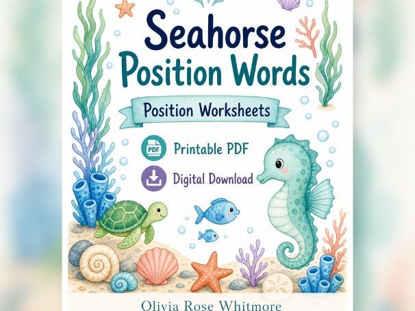 Seahorse Position Words Activity Pages
