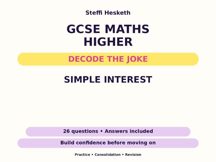 Simple Interest | GCSE Decode the Joke + Answers