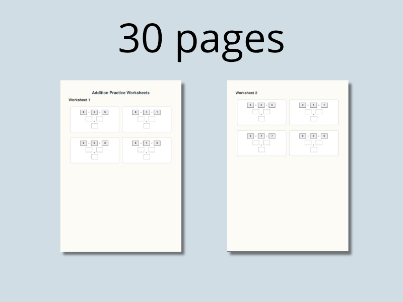 Triple-Digit Addition Practice: 30 Worksheets