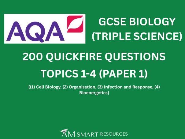 AQA GCSE Biology Quickfire Questions Topics 1-4 (Paper 1)