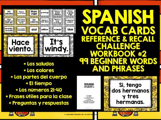 Spanish Vocabulary Cards 2 Teaching Resources - Bank2home.com