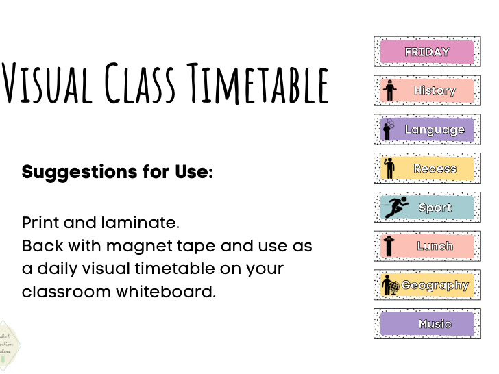 Class Daily Visual Timetable