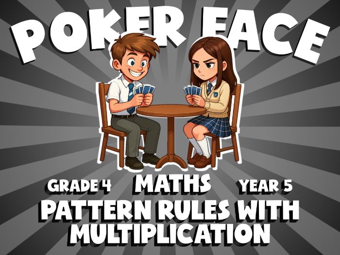 Pattern Rules with Multiplication POKER FACE Maths Game | No-Prep Year 5 Review Activity