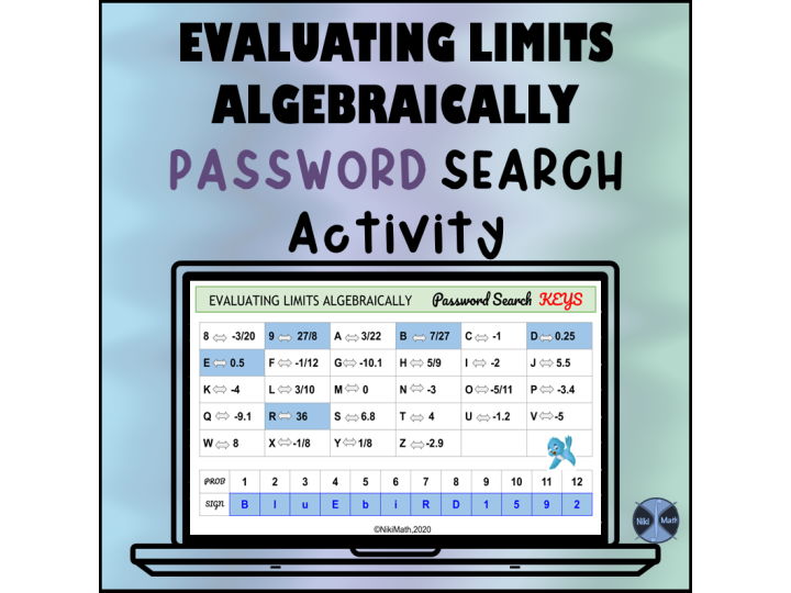 Evaluating Limits Algebraically - Password Search Activity