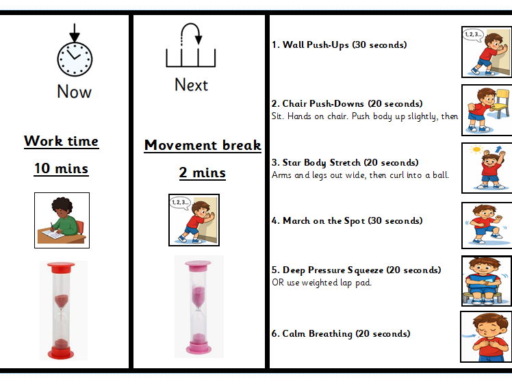 Movement break checklist - independent