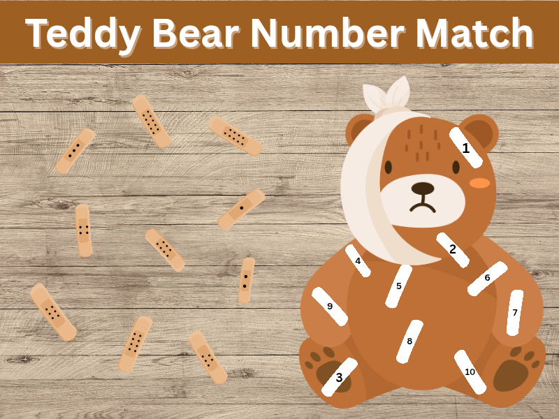 Teddy Bear Number Match | Counting Bandage Activity 1–10