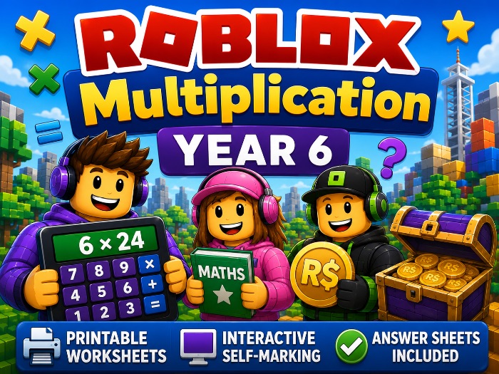 Year 6 Roblox Multiplication Word Problems – Fun Maths - PDF + Interactive (Differentiated)
