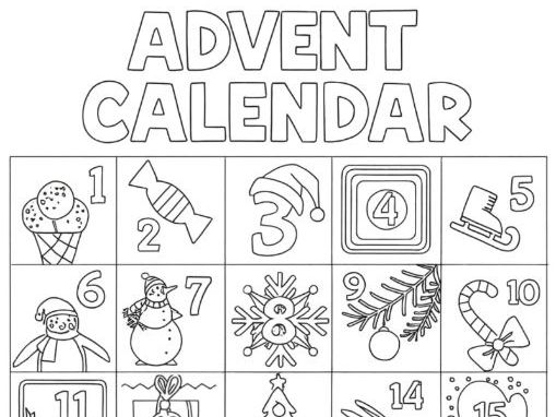 Christmas Advent Calendar Colouring Page
