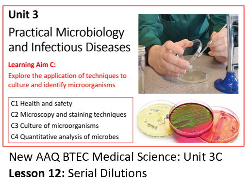 AAQ BTEC Medical Science Unit 3C Practical Microbiology - Lesson 12: Serial Dilutions
