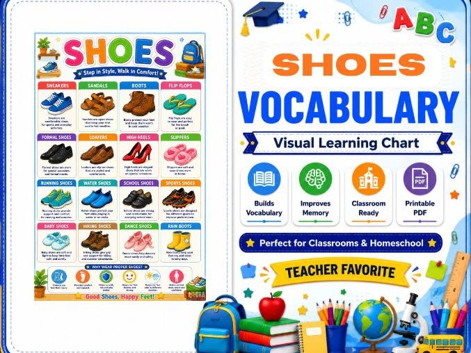 Make Shoes Vocabulary Easy to Teach | Large Classroom Vocabulary Chart