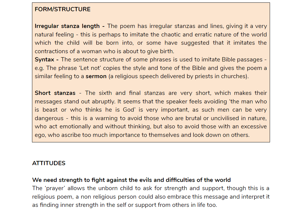 Louis Macneice 'Prayer Before Birth' Poem Analysis Teaching Resources