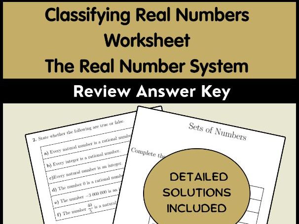 Classifying Real Numbers Worksheet | The Real Number System Review | Answer Key