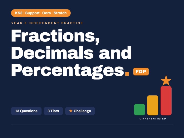 Year 8 Maths | Fractions, Decimals and Percentages (FDP) | Practice