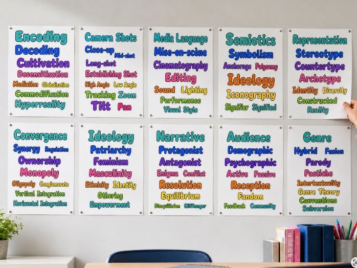 Media Studies Terminology Posters and Colouring Sheets | 17 Classroom Displays