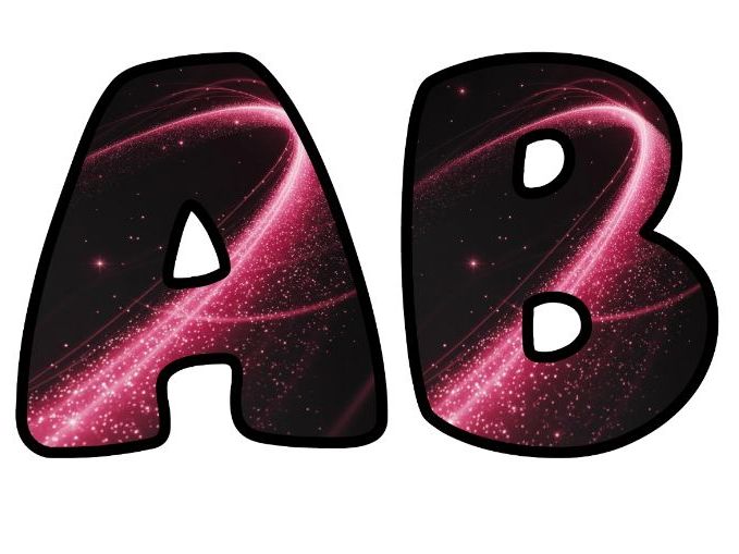 Pink Glitter Art Design Classroom Display | Lettering Set | Upper & Lowercase, 0-9 and Signs