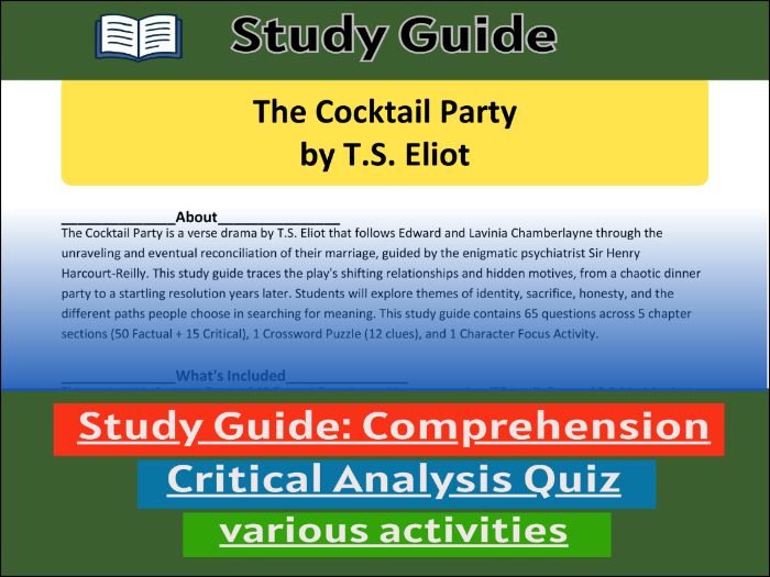 Study Guide for :The Cocktail Party by T.S. Eliot, Comprehension 91����t