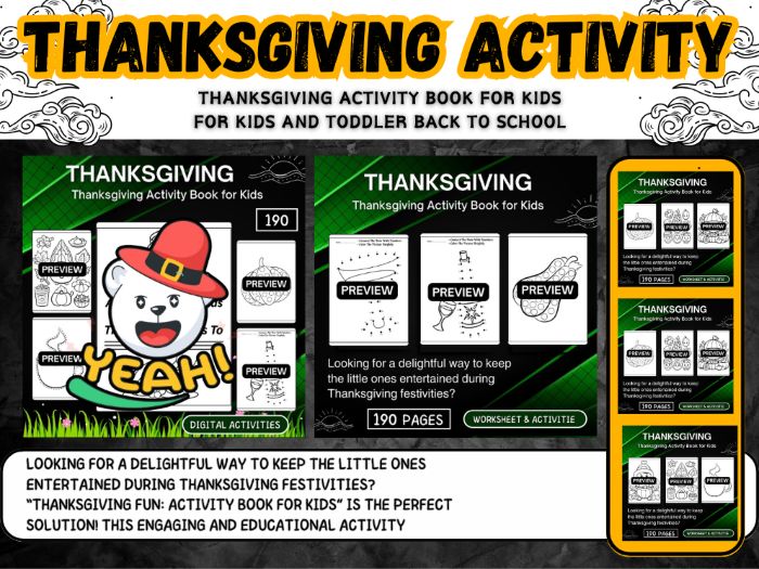 Thanksgiving Activity Book for Kids back to school