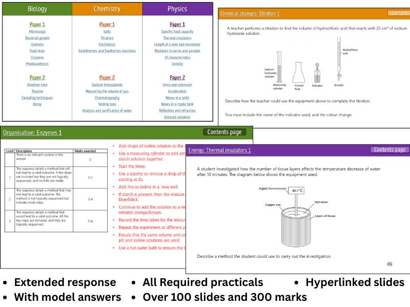 AQA Required practicals Extended response 110+ slides