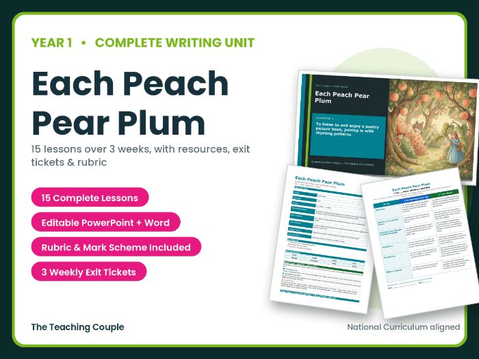Each Peach Pear Plum | Year 1 English Unit | 15 Complete Lessons + Resources + Marking Scheme