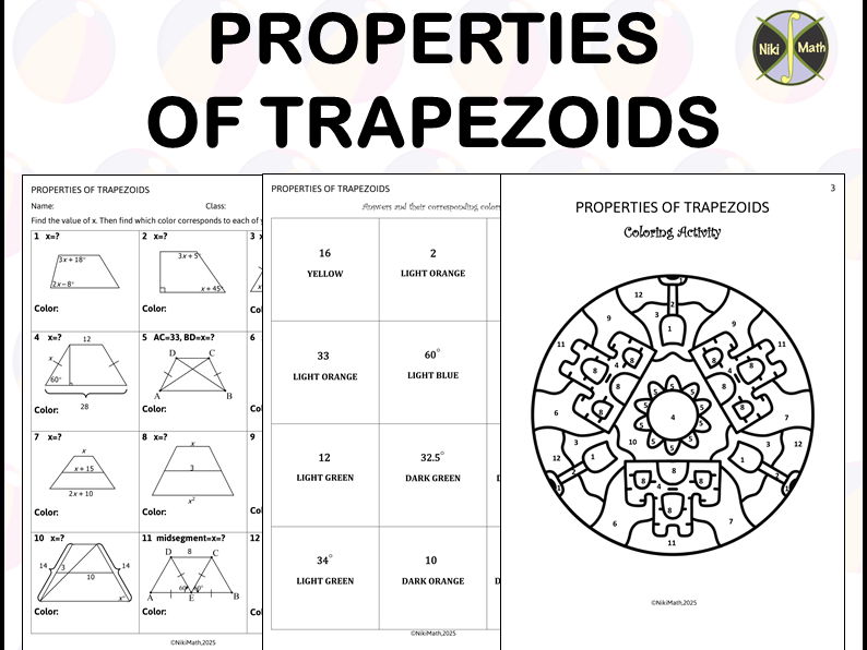 Properties of Trapezoids - Coloring Activity