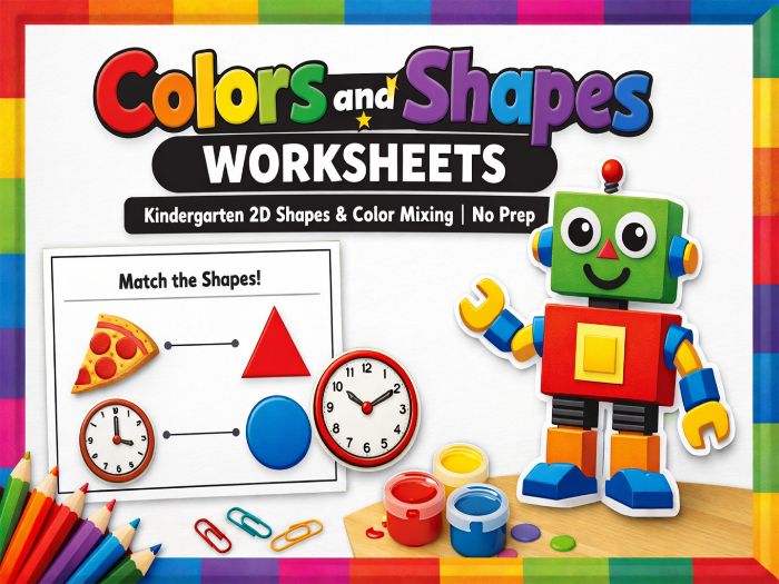 Colors and 2D Shapes Kindergarten Activities