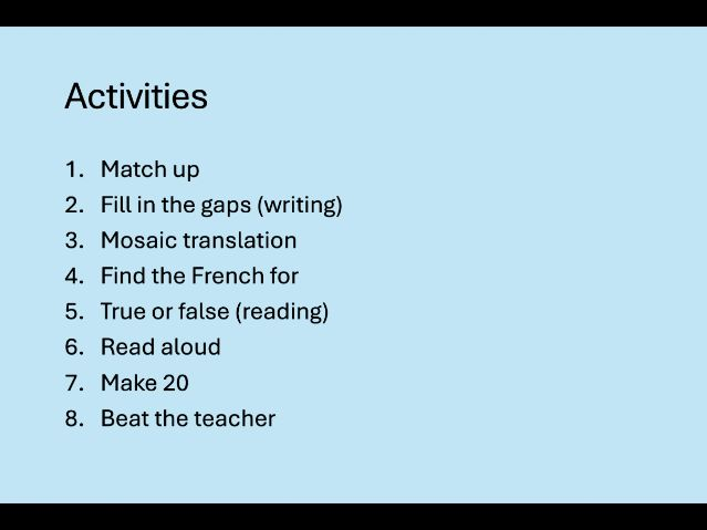 French / MFL Resource Template Bank