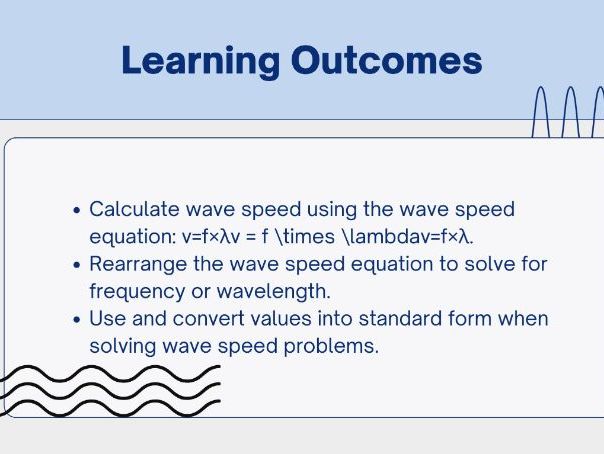 Calculating wave speed/ including standard form/ AAQ BTEC/ GCSE