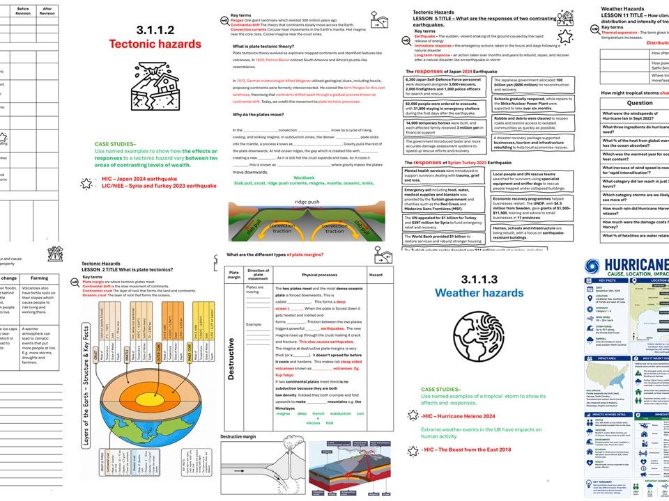AQA GCSE Natural Hazard Lesson, Workbook and Exam Booklet