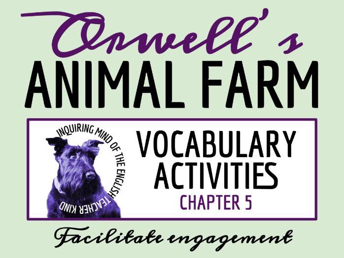 Animal Farm Chapter 5 Vocabulary Worksheet, Crossword Puzzle, and Word Search