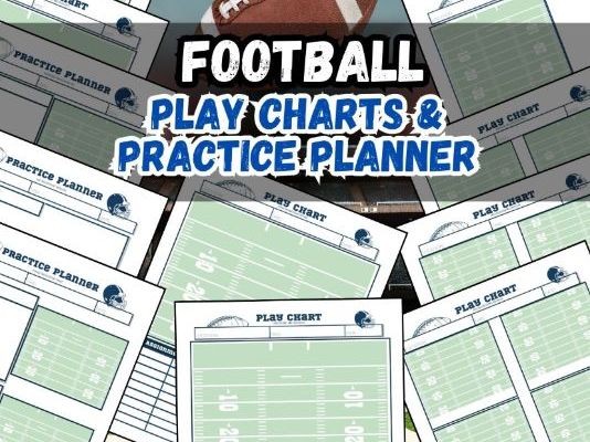 Football Play sheets & Practice Planner Bundle for Coach or player 8.5x11 | 11 in total | Digital Do