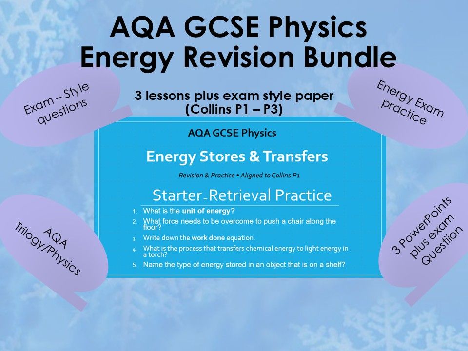 AQA GCSE Physics Energy Bundle – Collins P1–P3 Revision Lessons + Exam Practice