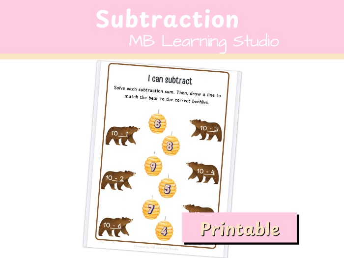 Autumn forest Subtraction Worksheet – Maths Activity for EYFS, KS1, Pre-K to 1st Grade