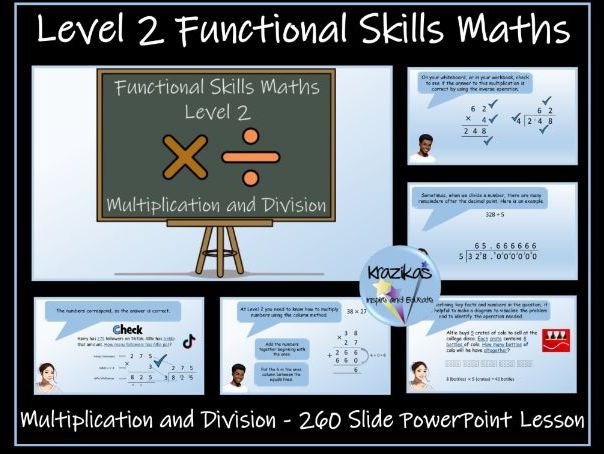 Functional Skills Maths - Level 2 - Multiplication and Division PowerPoint Lesson