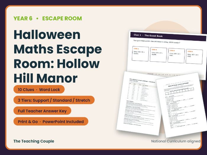 Halloween Maths Escape Room | Year 6 Review | Hollow Hill Manor