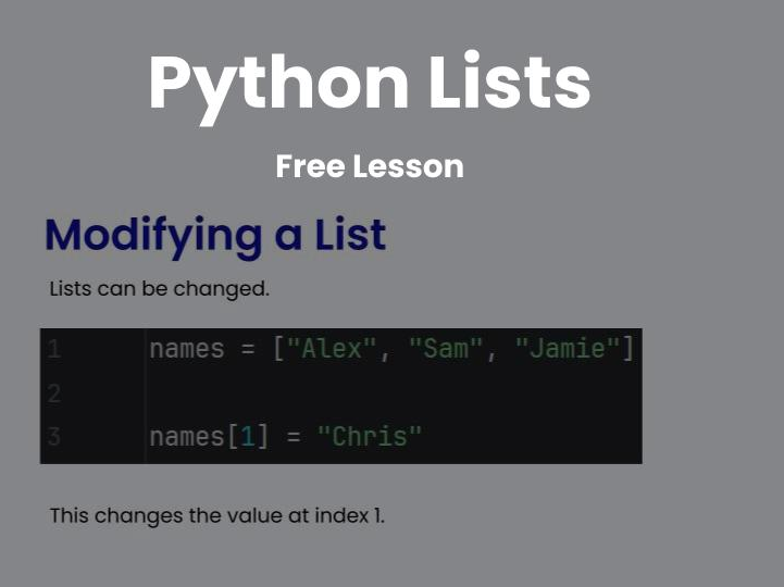 Python Lists KS3 (Year 9) Free Lesson