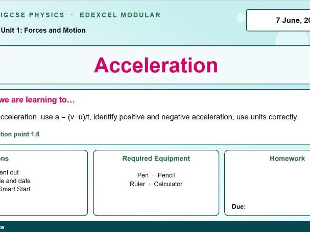 IGCSE Physics: Acceleration | Edexcel Modular | Unit 1 | L5
